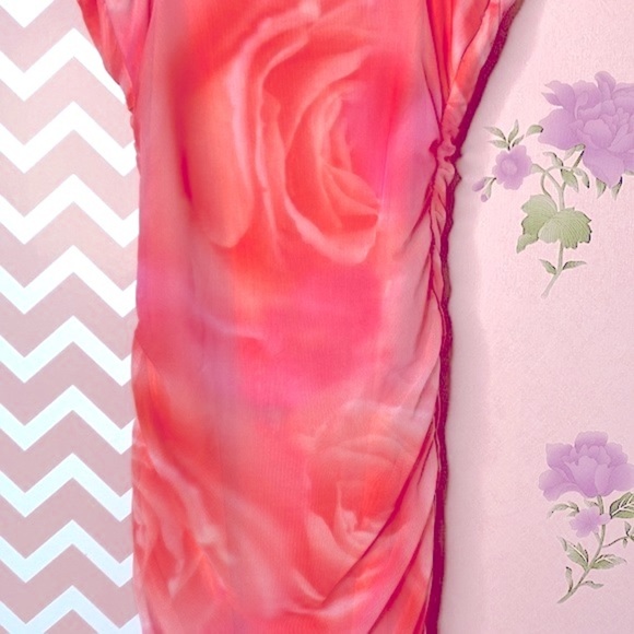 🌷 Oh Polly 🌷 Sunset Pink Shirred Dress - Picture 7 of 11